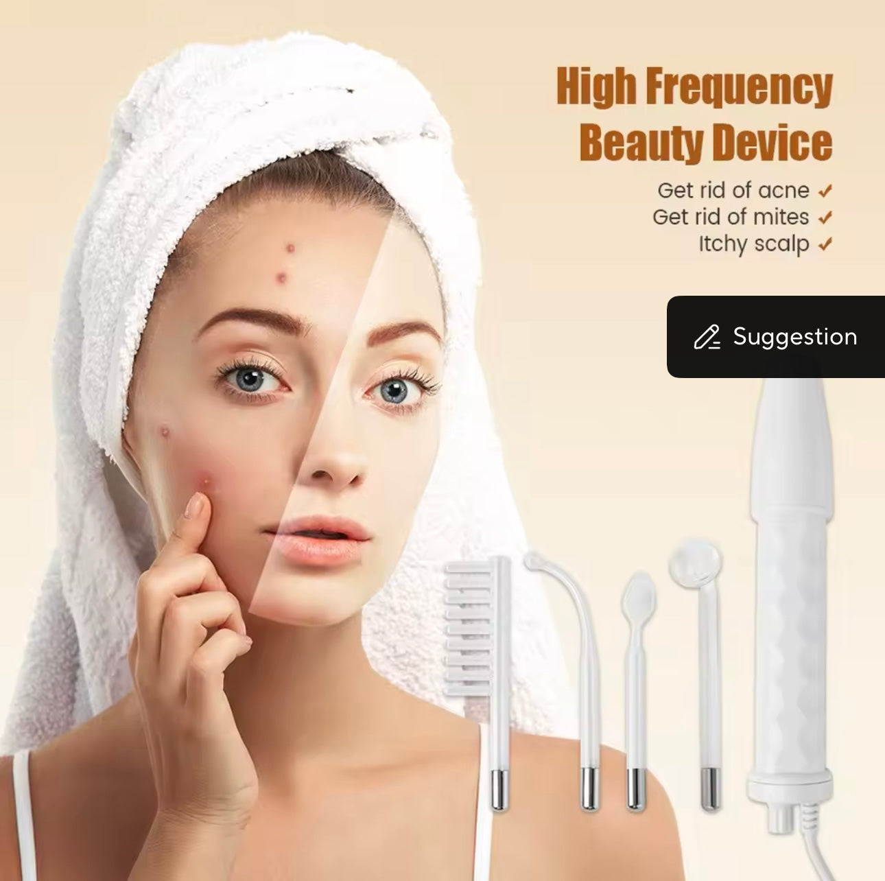 High-Frequency Facial Wand – Acne Treatment, Wrinkle Reduction & Skin Rejuvenation